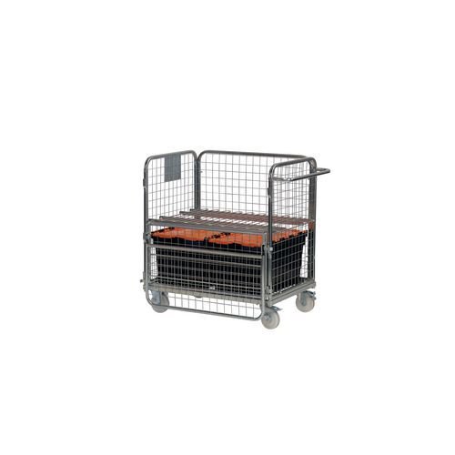 Order picking and stock trolley, with double doors, 1000mm height