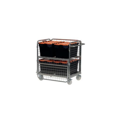 Order picking and stock trolley, with double doors, 1000mm height