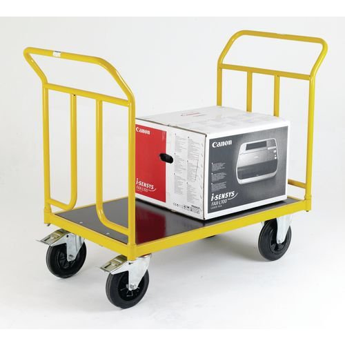 Kongamek large capacity platform trucks, double ended, solid rubber tyred, 500 x 750mm platform