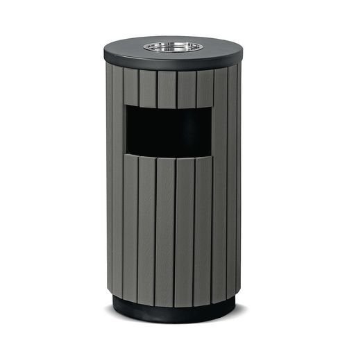 Wood effect outdoor litter bin with ashtray top