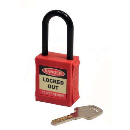 Dielectric Nylon Shackle Red Safety Lockout Padlock (Non Conductive)