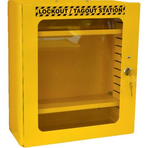 Yellow Lockout Cabinet - Clear Fascia (Hwd: 400 X 360 X 155mm)