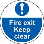 Fire Exit Keep Clear- R 9 Floor Graphic (400 mm Dia.)