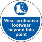 Wear Protective Footwear Beyondthis Point - R 9 Floor Graphic (400 mm Dia.)