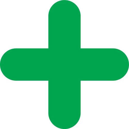 Green Symbol "+" - R9 Floor Signals (300 X 300mm) Pack Of 10