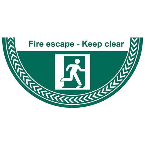 Fire Escape Keep Exit Clear - R9 Floor Graphic (750 X 375mm)
