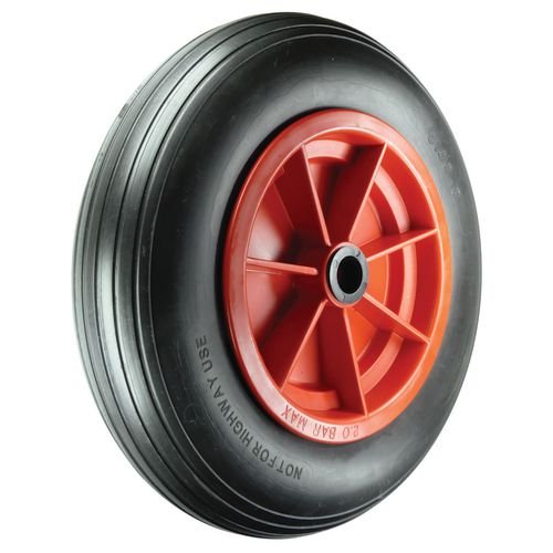 Wheel, Puncture Proof Tyre, 200mm Dia.,  Plain Bore, Polypropylene Centre With Rib Tread