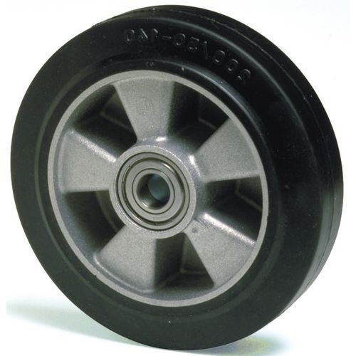 Wheel, Pallet Truck Steering, 160mm  Dia., Ball Journal Wheel Aluminium With Rubber Tyre