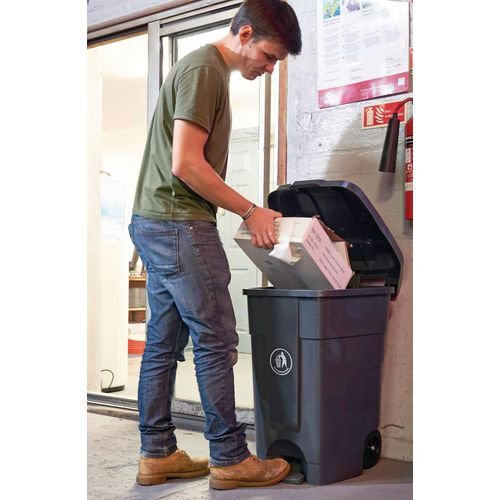 70L light duty pedal operated wheelie bin, dark grey