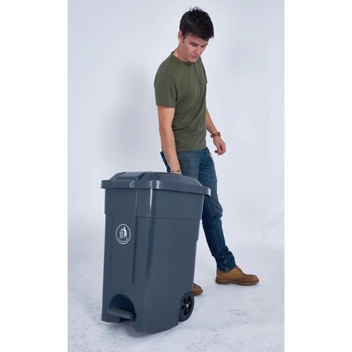 70L light duty pedal operated wheelie bin, dark grey