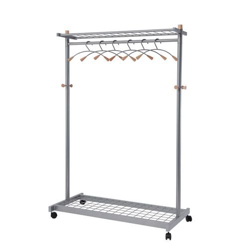 Alba Lux Mobile Clothes  Rack, Incl 6 Design Hangers, Silver