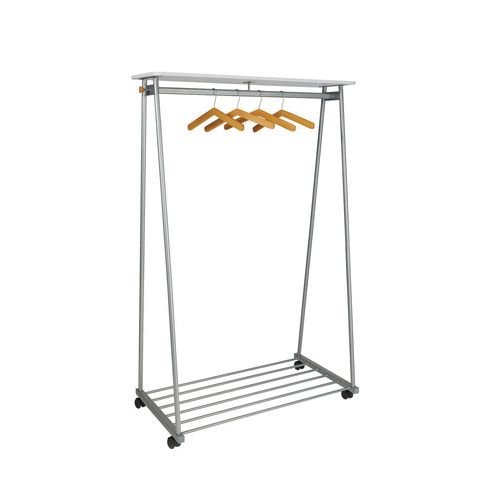 Alba Oslo Mobile Clothes  Rack, Incl 4 Design Hangers, Silver