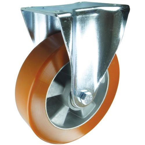 Plate Fixing Fixed Castor 160mm Polyurethane  Tyred Aluminium Wheel Ball Journal Bearing
