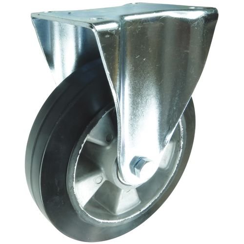 Plate Fixing Fixed Castor 200mm  Rubber Tyred Aluminium Wheel Ball Journal Bearing