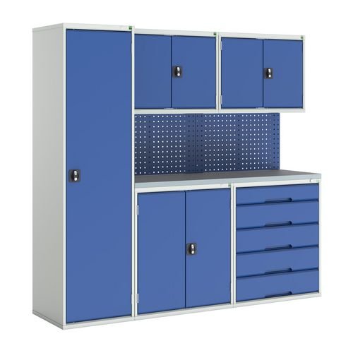 Verso Modular Workshop  With 4X Cupboards, 1X Cabinet