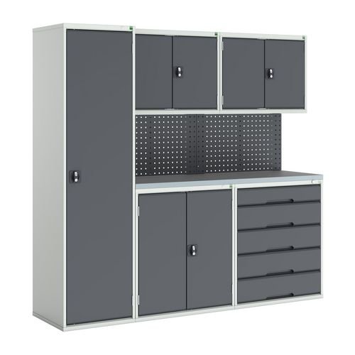 Verso Modular Workshop  With 4X Cupboards, 1X Cabinet