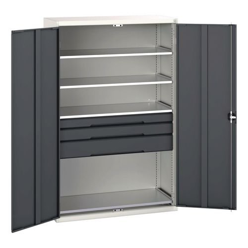 Verso Kitted Cupboard  With 4 Shelves, 3 Drawers