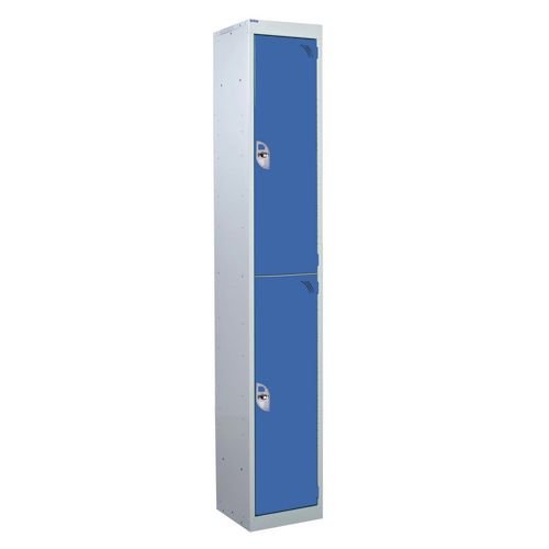 2 Door Standard Top Locker With Hasp  & Staple Lock - Dark Blue - 1800 H X 300 W X 300 D mm