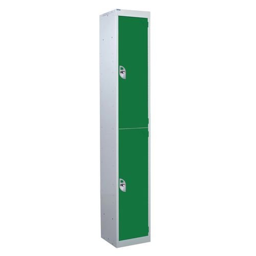 2 Door Standard Top Locker With Hasp  & Staple Lock - Green - 1800 H X 300 W X 300 D mm
