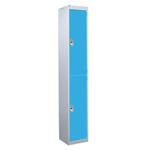 2 Door Standard Top Locker With Hasp  & Staple Lock - Light Blue - 1800 H X 300 W X 300 D mm