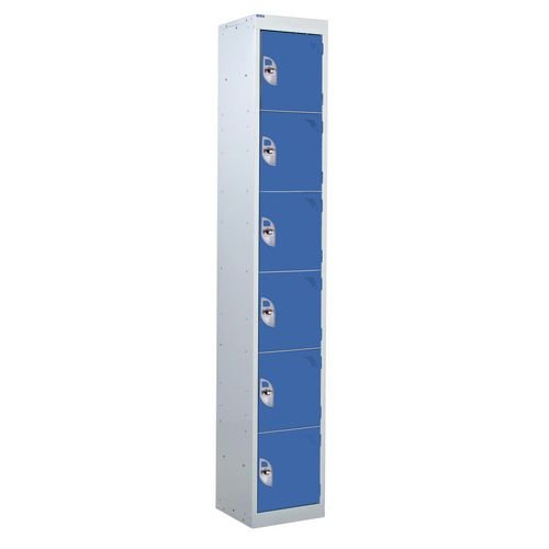 6 Door Standard Top Locker With Hasp  & Staple Lock - Dark Blue - 1800 H X 300 W X 300 D mm