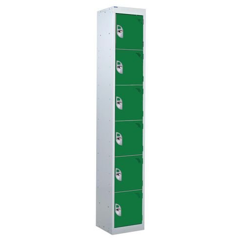 6 Door Standard Top Locker With Hasp  & Staple Lock - Green - 1800 H X 300 W X 300 D mm