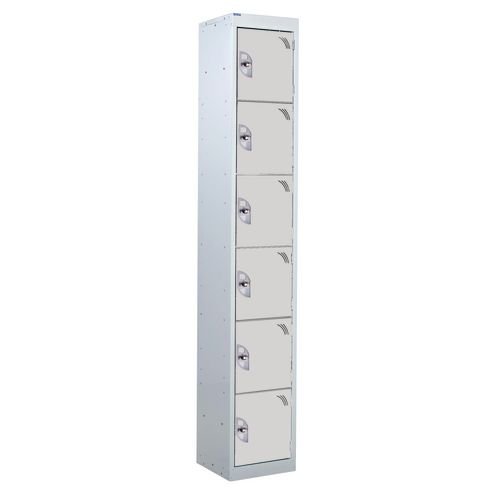 6 Door Standard Top Locker With Hasp  & Staple Lock - Light Grey - 1800 H X 300 W X 300 D mm