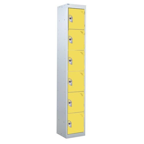 6 Door Standard Top Locker With Hasp  & Staple Lock - Yellow - 1800 H X 300 W X 300 D mm
