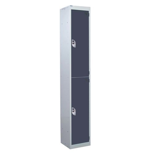 2 Door Standard Top Locker With Hasp  & Staple Lock - Dark Grey - 1800 H X 300 W X 450 D mm