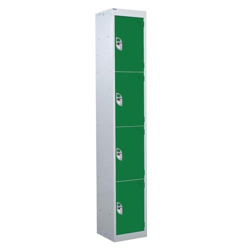 4 Door Standard Top Locker With Hasp  & Staple Lock - Green - 1800 H X 300 W X 450 D mm