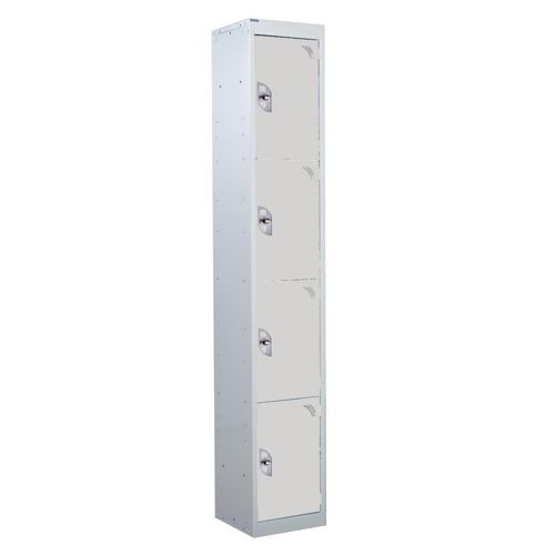 4 Door Standard Top Locker With Hasp  & Staple Lock - Light Grey - 1800 H X 300 W X 450 D mm