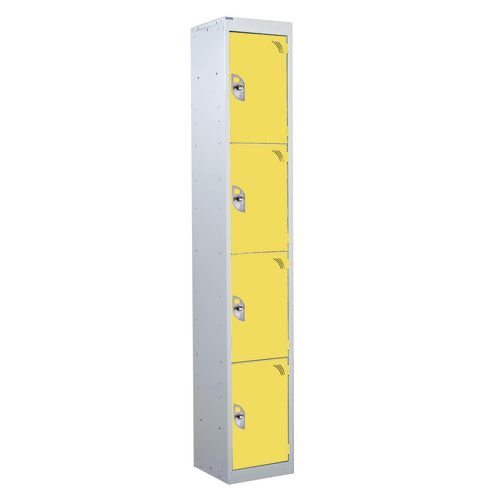 4 Door Standard Top Locker With Hasp  & Staple Lock - Yellow - 1800 H X 300 W X 450 D mm