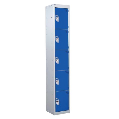5 Door Standard Top Locker With Hasp  & Staple Lock - Dark Blue - 1800 H X 300 W X 450 D mm