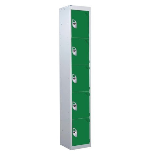 5 Door Standard Top Locker With Hasp  & Staple Lock - Green - 1800 H X 300 W X 450 D mm