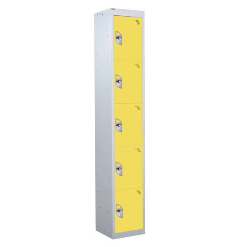 5 Door Standard Top Locker With Hasp  & Staple Lock - Yellow - 1800 H X 300 W X 450 D mm