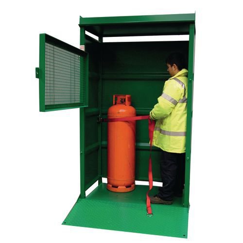 Gas cylinder storage unit, with roof