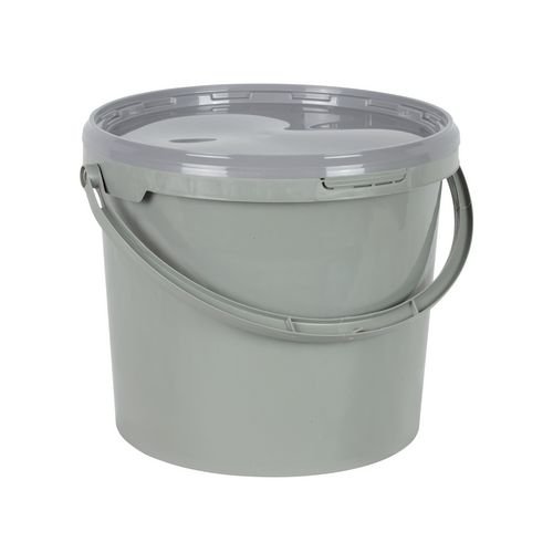 Grey Bucket With Lid Regrind Plastic 16.5L, Pack Of 10