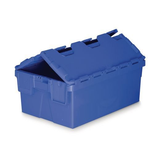 Blue attached lid container