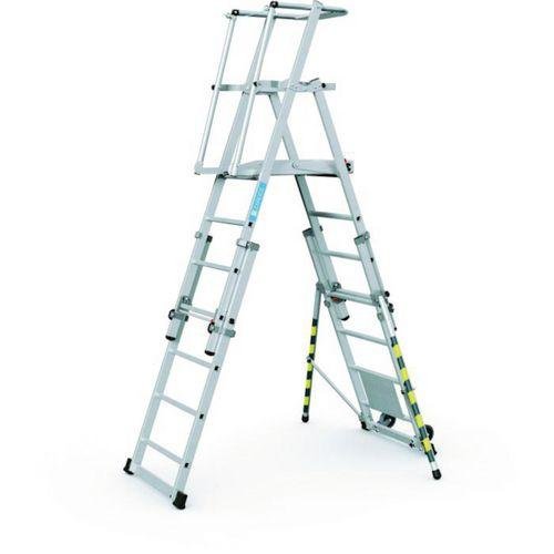 Telescopic aluminium work platform step ladder - 7 tread