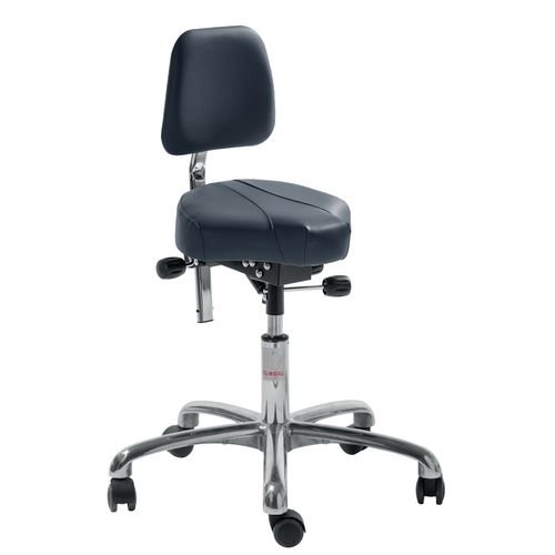 Gamma Saddle Chair - Euromatic + Castors + Imtn Leather Adj Seat Height 58-77Cm