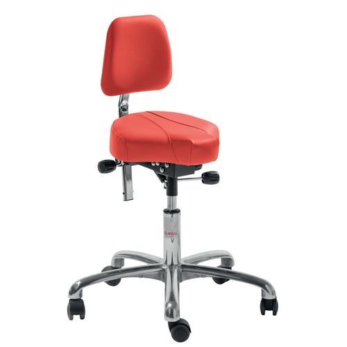 Gamma Saddle Chair - Euromatic + Castors + Imtn Leather Adj Seat Height 58-77Cm
