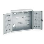 Wall Cupboard 1000 Highwith 40 Piece Hook Set, Light Grey