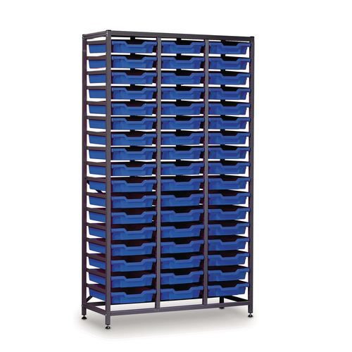 Tall treble column frame with storage trays