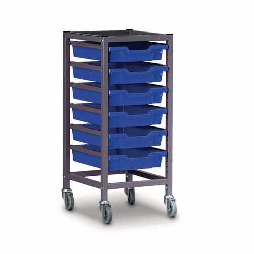 Gratnell single column adjustable mobile trolleys with trays