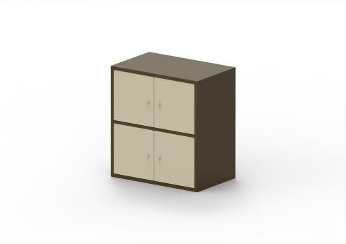 4 Personal Locker - 870mm  X 800 mm - Coffee & Cream - Cam Lock