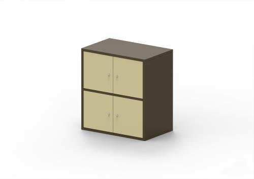 4 Personal Locker - 870mm  X 800 mm - Brown & Beige - Cam Lock