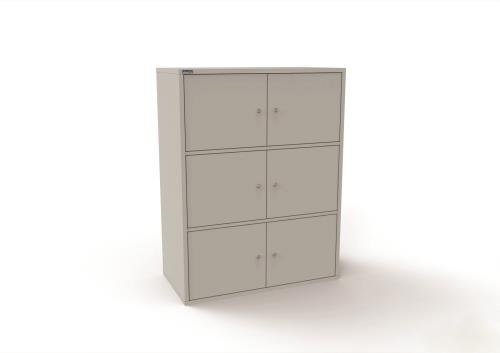 6 Personal Locker - 1307mm  X 800 mm - Light Grey - Cam Lock