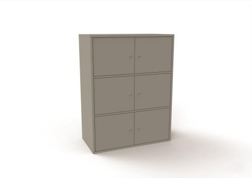 6 Personal Locker - 1307mm  X 800 mm - Goose Grey - Cam Lock