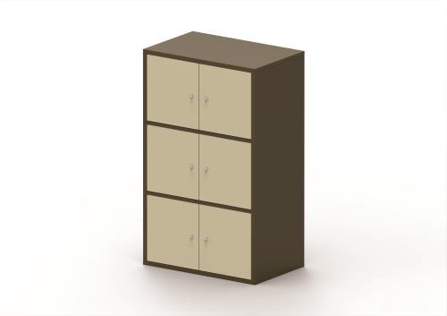 6 Personal Locker - 1307mm  X 800 mm - Coffee & Cream - Cam Lock