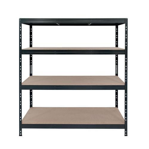 Painted steel rivet shelving